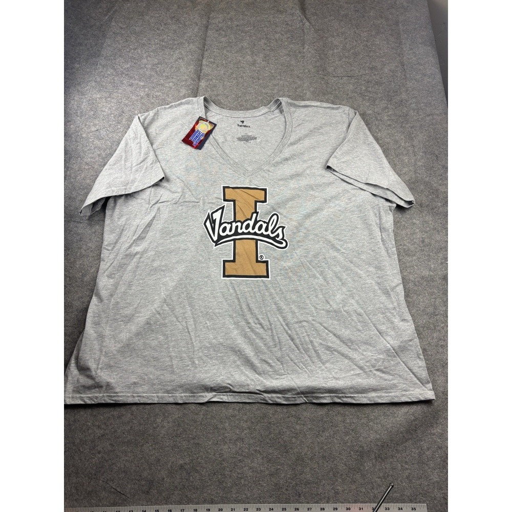 NEW Fanatics Men's 4XL Idaho Vandals‎ Short Sleeve T Shirt Graphic V Neck Gray